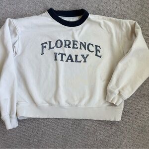 American Eagle Outfitters Cream and Navy Pullover Sweatshirt